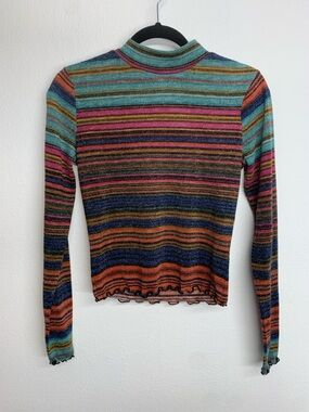 Candie's  Y2K Multicolor Striped Mock Neck Long-Sleeve Top